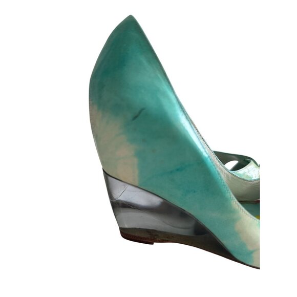 KENZO Blue Ombre Leather Lucite Wedges Size 7 / 37 - Picture 7 of 13